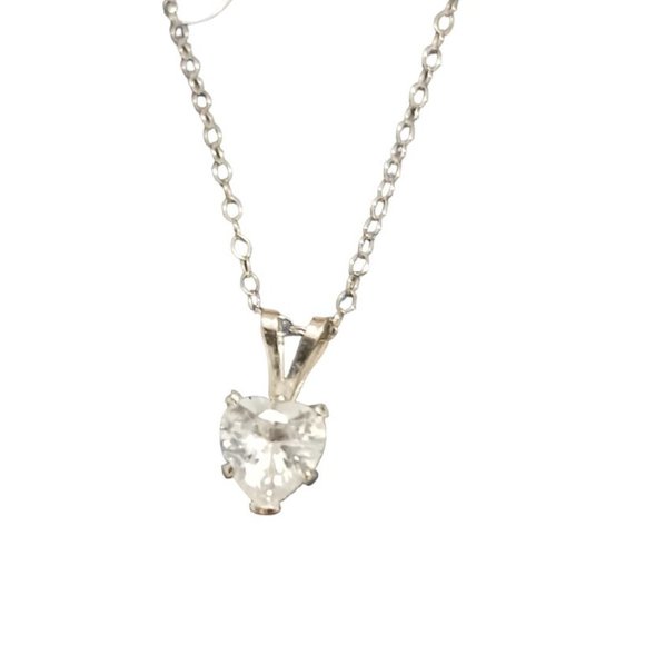 925 Sterling Silver CZ Heart Necklace - Picture 5 of 6